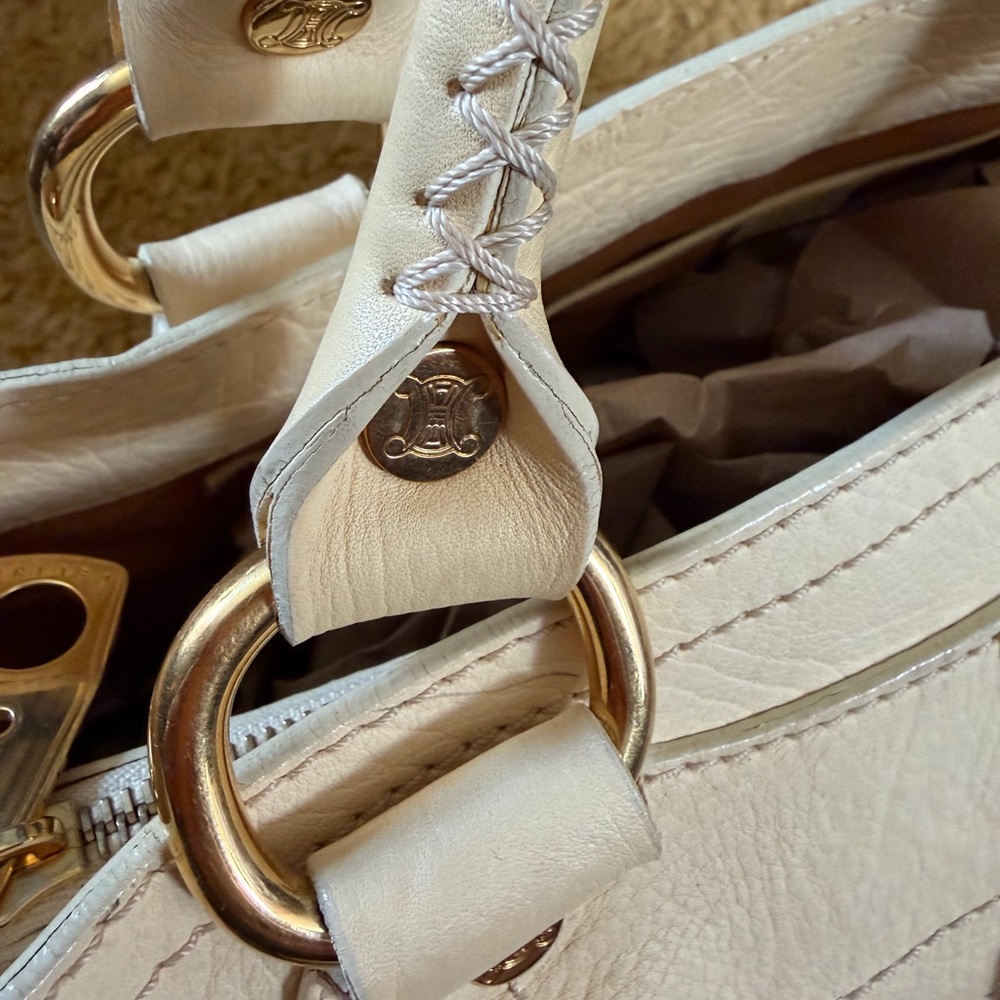 Authentic Celine Beige Leather Tote Bag Designer Handbag with virtual COA - Picture 5 of 16